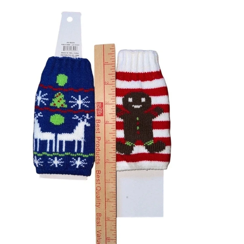 Uncle Bob's Ugly Beer Sweater Knit Bottle Koozie Set 2‎ Reindeer Christmas party